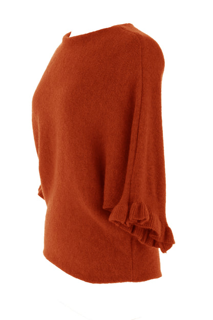 Frill Batwing Soft Knit Wool Jumper