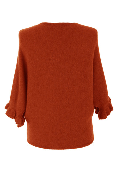 Frill Batwing Soft Knit Wool Jumper
