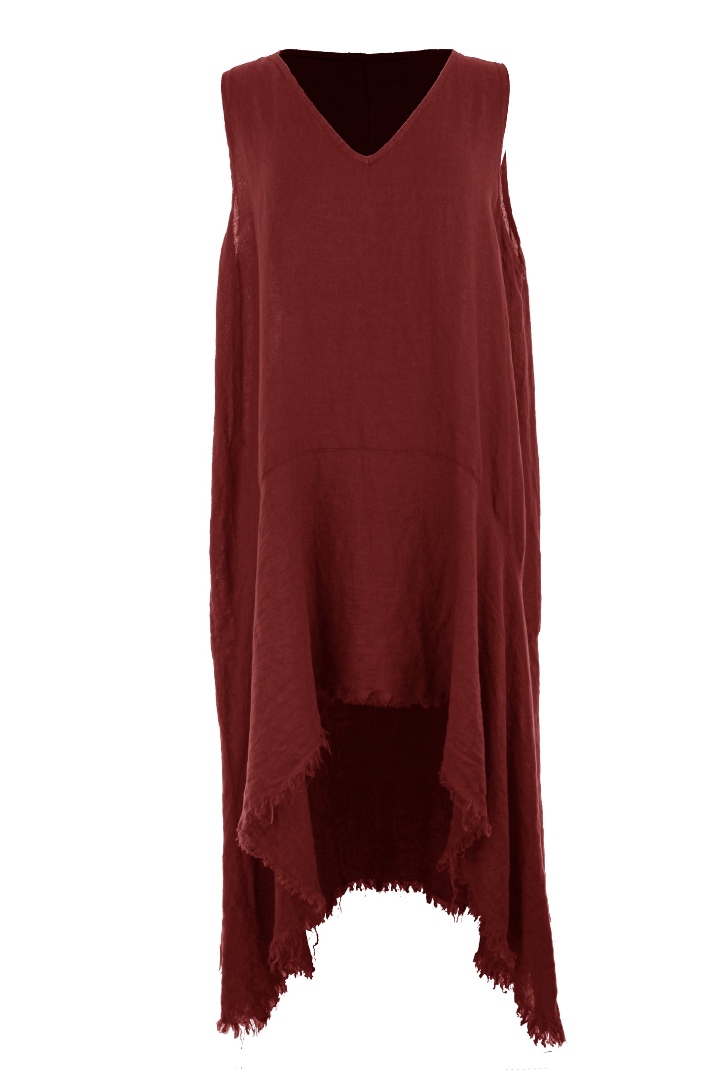 Sleeveless High Low Linen Tunic