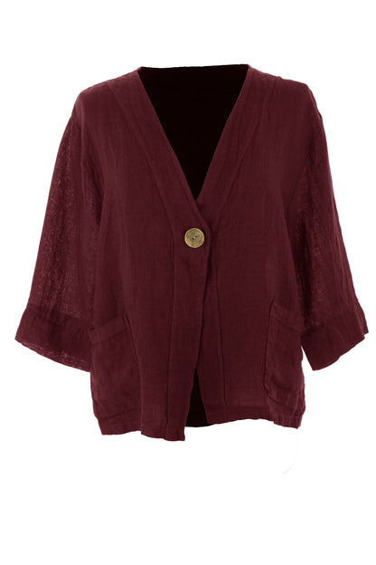 One Button Linen Jacket