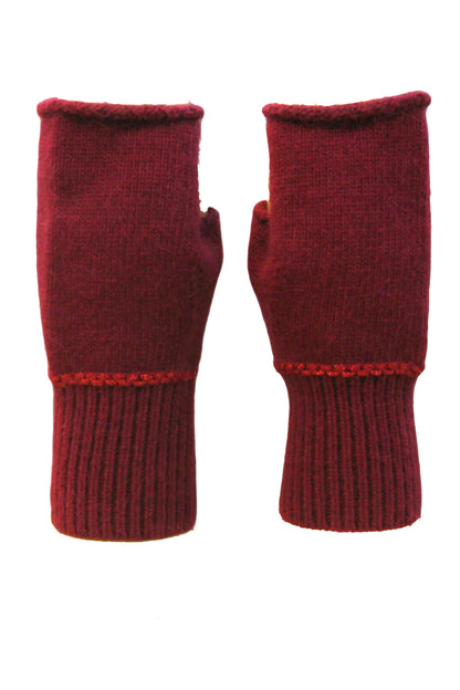Lurex Trim Cashmere Fingerless Gloves