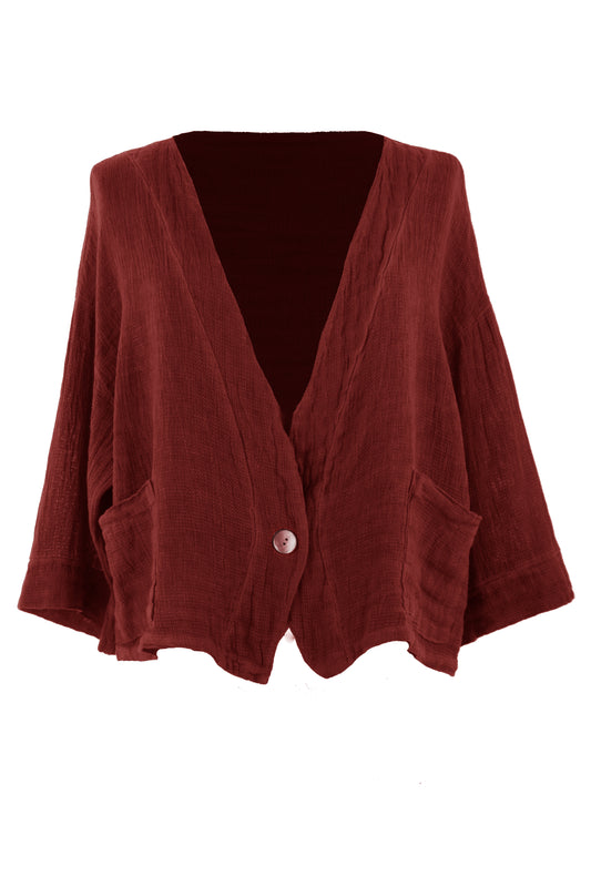 One Button Teabag Linen Jacket