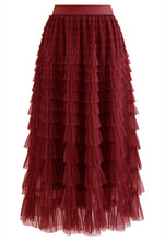 Load image into Gallery viewer, Rara Pleated Tulle Midi Skirt
