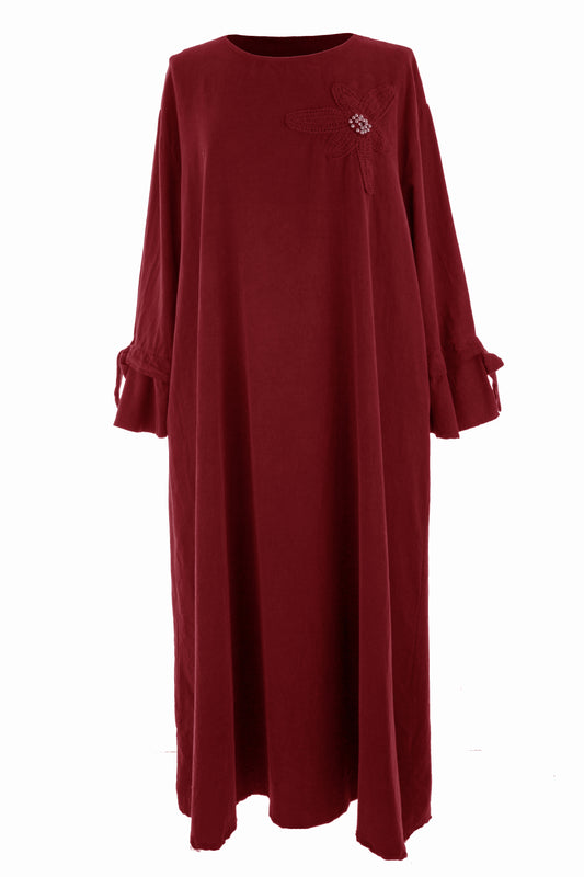 Flower Applique Corduroy Maxi