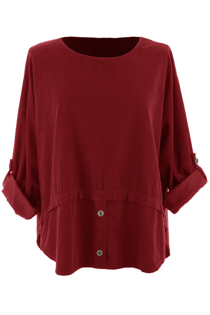 Button Detail Layer Corduroy Top