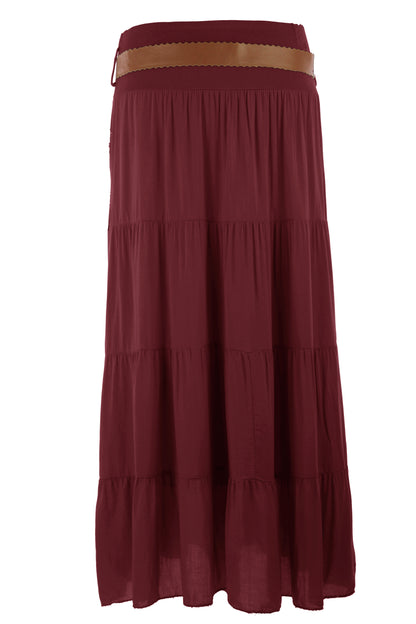Crochet Tiered Belt Midi Skirt