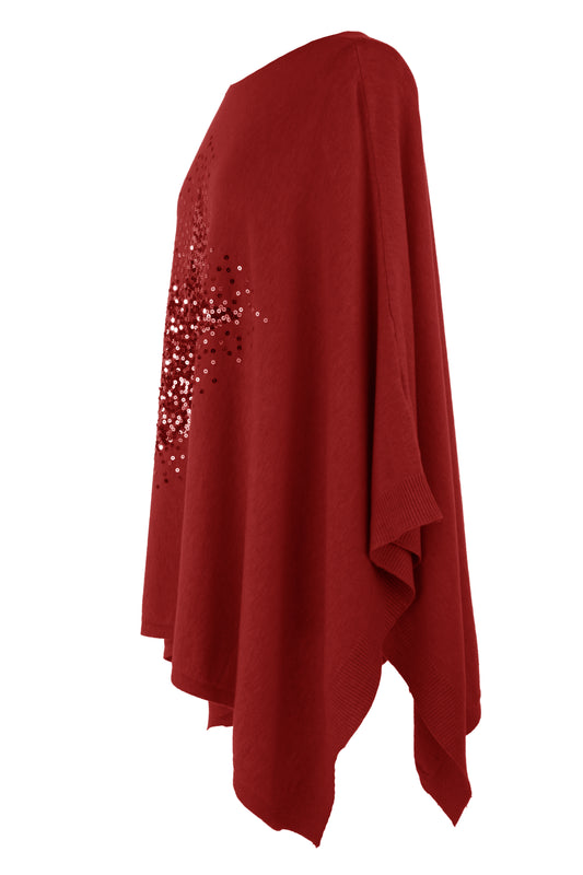 Sequin Star Knit Poncho