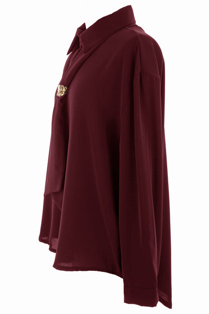3 Piece Broach Scarf Shirt