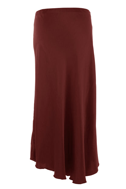 Bias Cut Silk Satin Midi Skirt