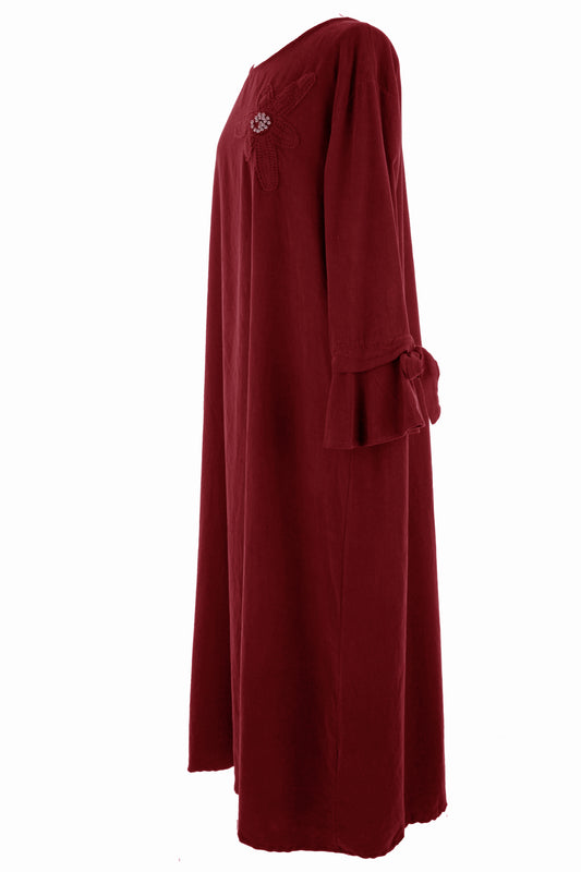 Flower Applique Corduroy Maxi