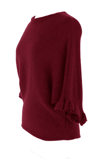 Frill Batwing Soft Knit Wool Jumper