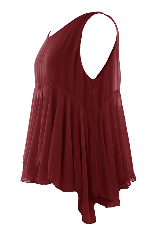 Sleeveless Swing Silk Top