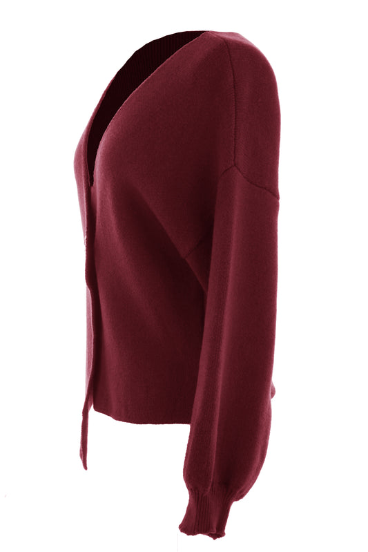 V Neck One Button Knit Cardigan