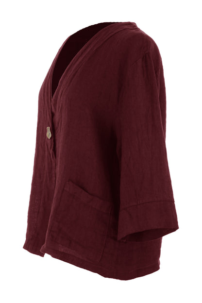 One Button Linen Jacket