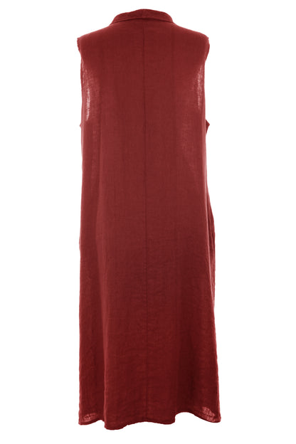Sleeveless Collar Neck Linen Dress