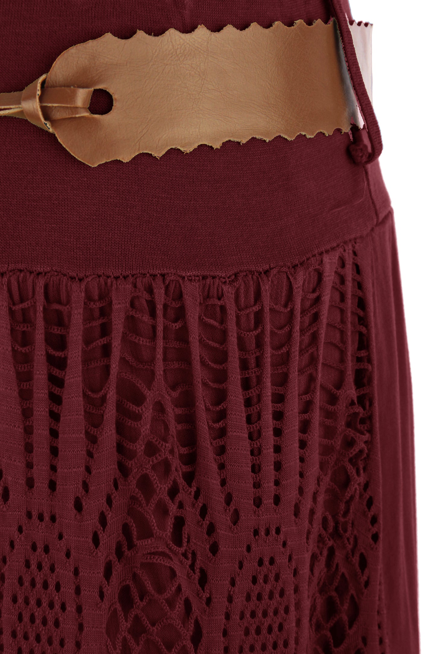 Crochet Tiered Belt Midi Skirt
