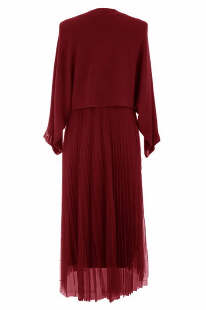2 Piece Ribbed Top Mesh Dress