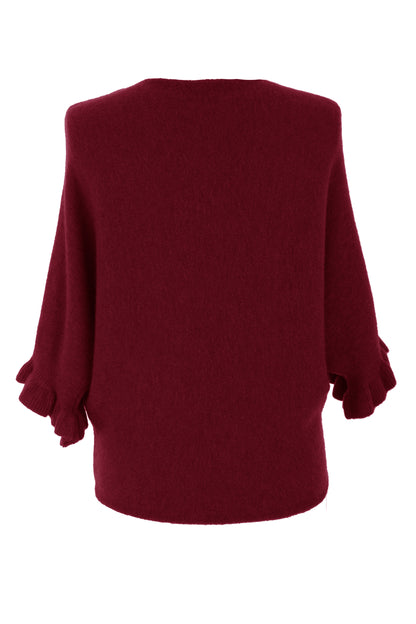 Frill Batwing Soft Knit Wool Jumper