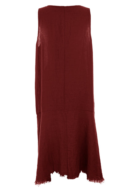 Sleeveless High Low Linen Dress