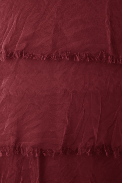 Sleeveless Frayed Detail Silk Midi