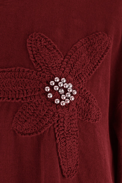 Flower Applique Corduroy Maxi