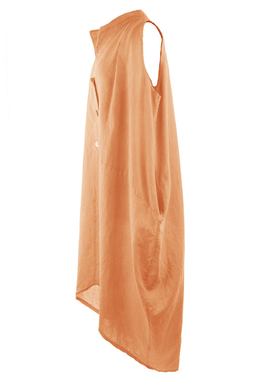 Sleeveless Button Detail Linen Dress