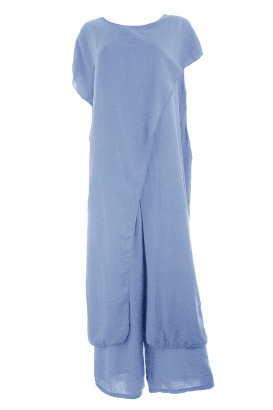 Crossover Tunic Top Wide Leg Trouser Set