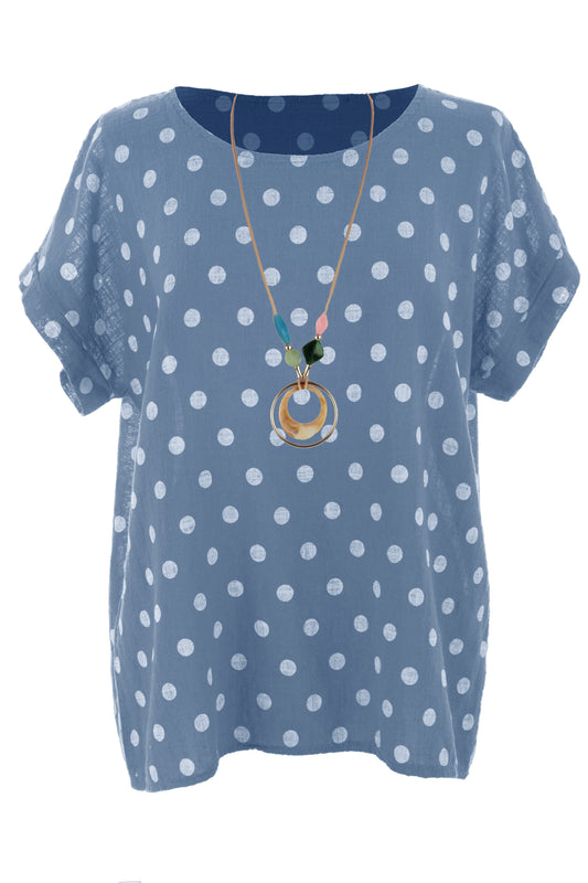 Polka Dot Print Necklace Top
