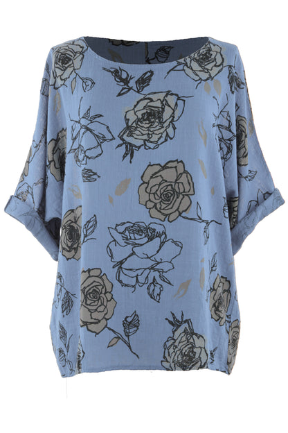 Rose Print Cotton Top
