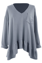 Load image into Gallery viewer, V Neck Frill Hem Jersey Top
