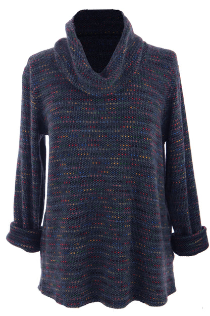 Cowl Neck Tweed Top