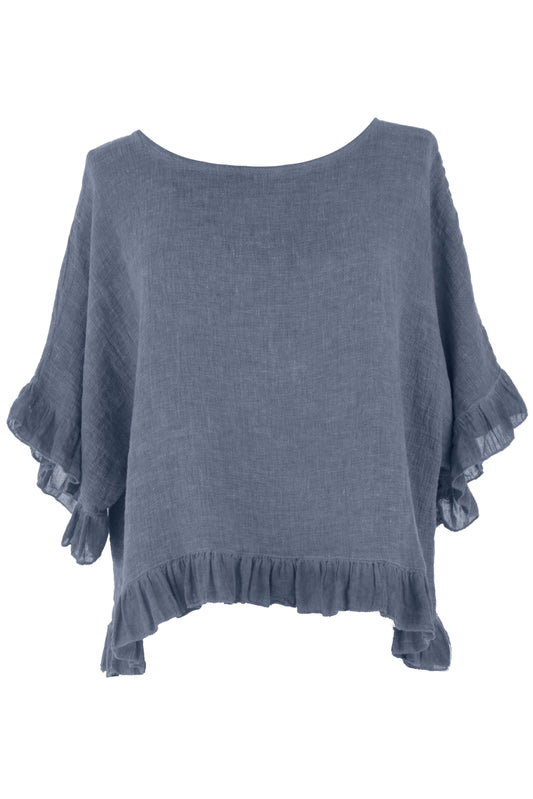 Frill Hem Hopsack Top