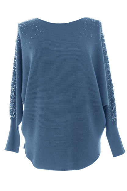 Pearl Diamante Sleeve Jumper