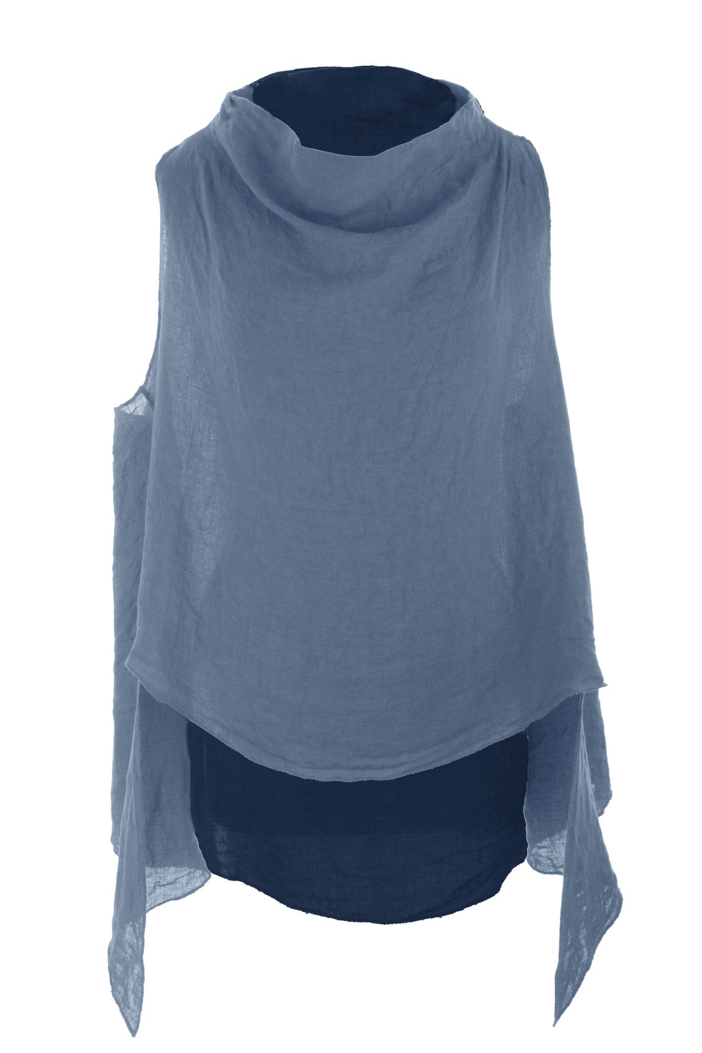 Sleeveless Cowl Neck Linen Top