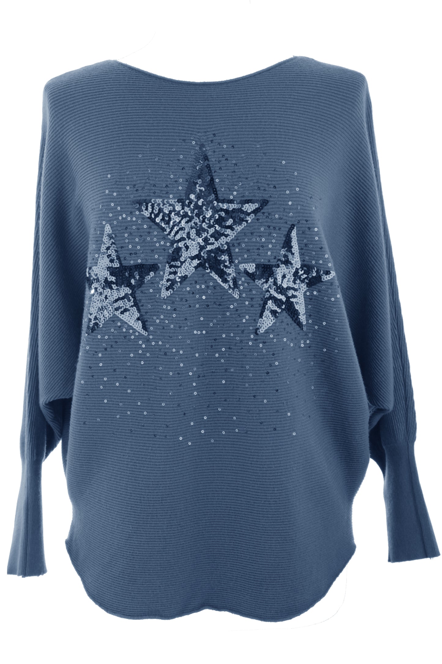 3 Sequin Star Ribbed Jumper