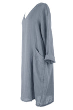 Load image into Gallery viewer, V Neck 2 Pocket Linen Tulip Dress
