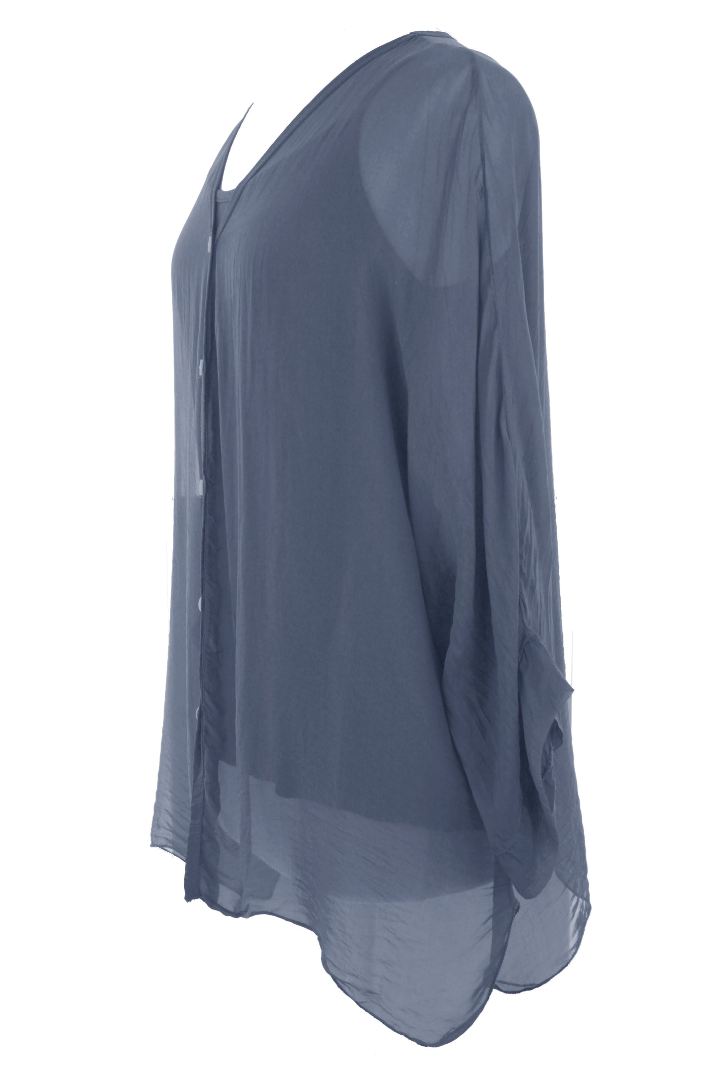 V Neck Silk Shirt with Vest