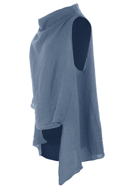 Sleeveless Cowl Neck Linen Top