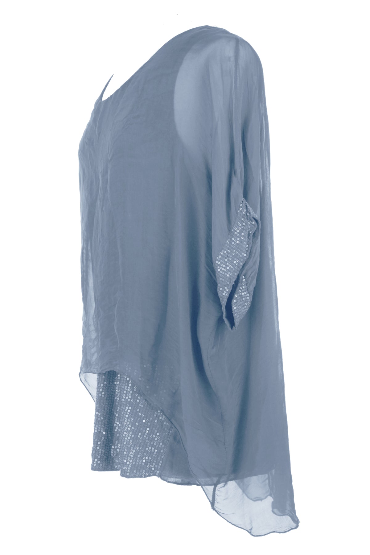 Sequin Hem Silk Top