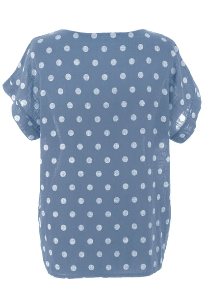 Polka Dot Print Necklace Top