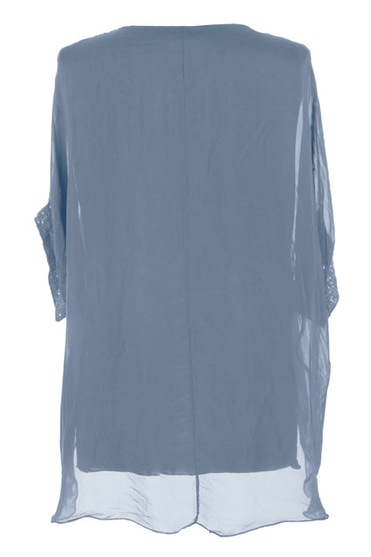 Sequin Hem Silk Top