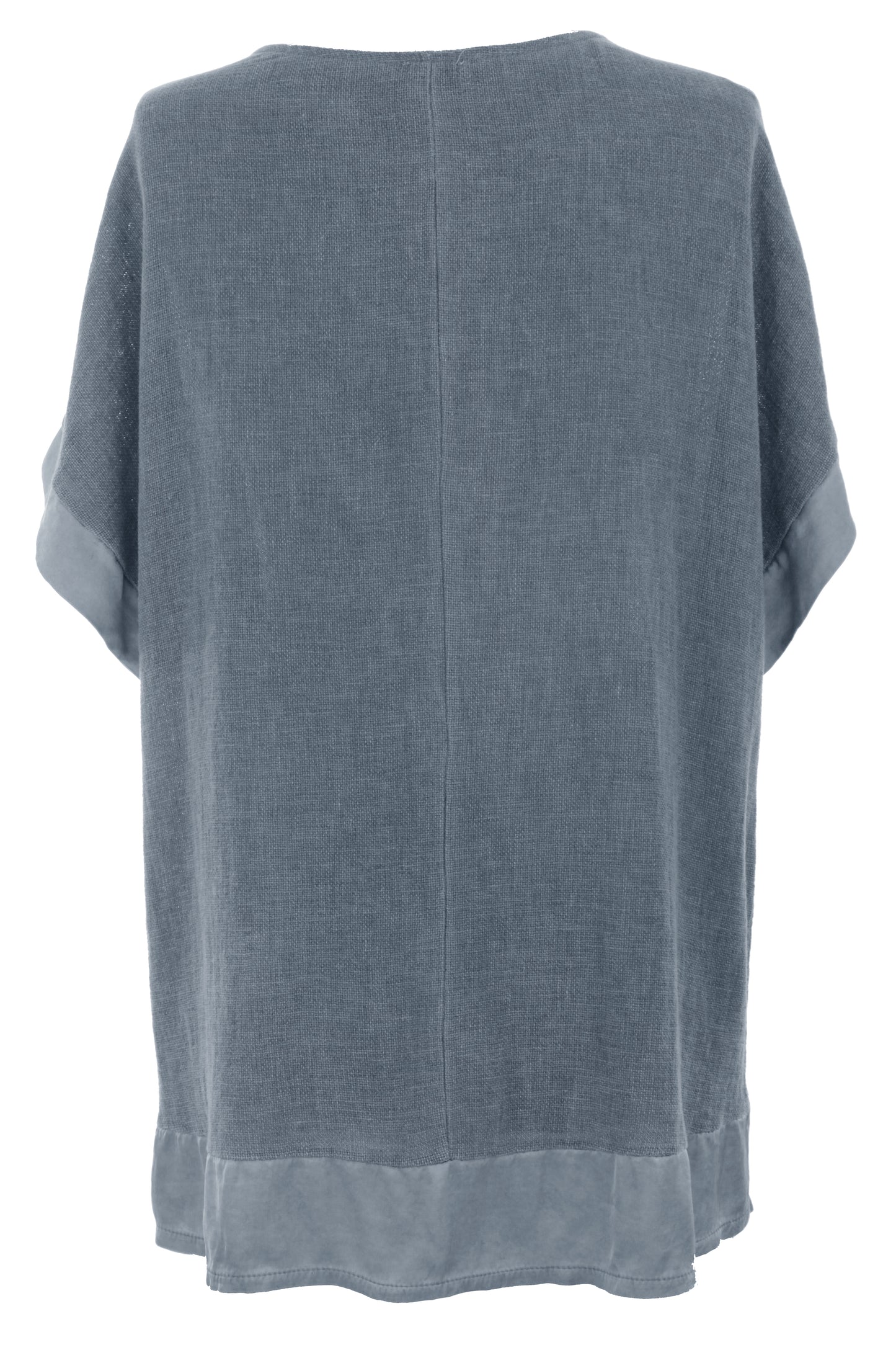 Satin Trim V Neck Teabag Linen Blouse