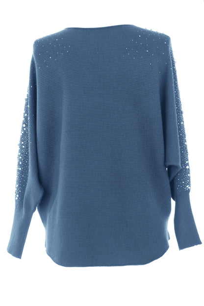 Pearl Diamante Sleeve Jumper