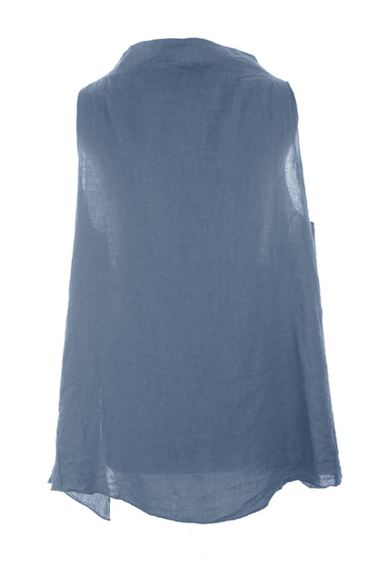 Sleeveless Cowl Neck Linen Top