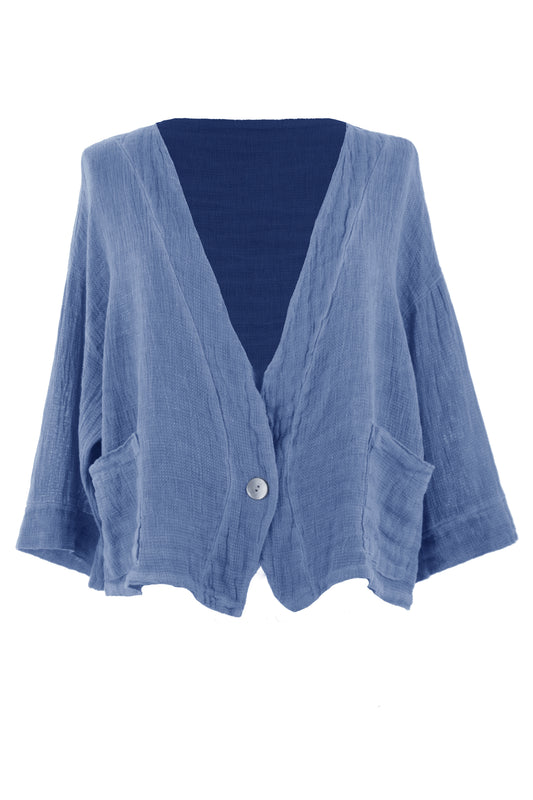 One Button Teabag Linen Jacket