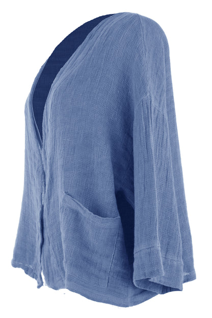 One Button Teabag Linen Jacket