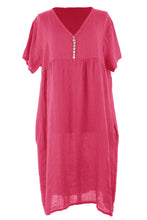 Load image into Gallery viewer, V Neck Button Detail Linen Dress
