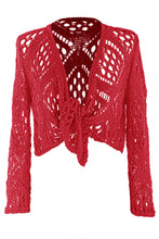 Load image into Gallery viewer, Tie Front Crochet Shrug
