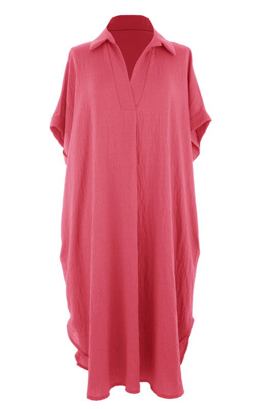 Plain Batwing Collar Midi