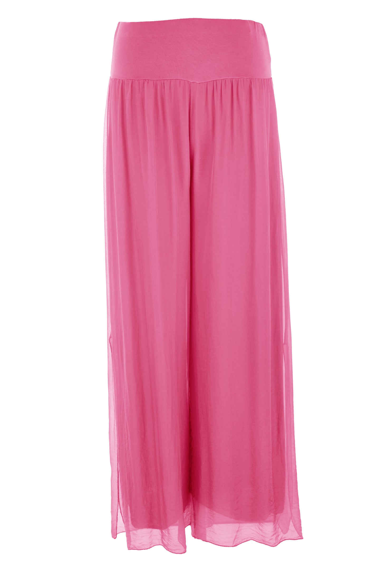 Side Slit Wide Leg Silk Trouser